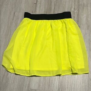 Forever 21 Neon Yellow Mini Skirt with Black Waistband